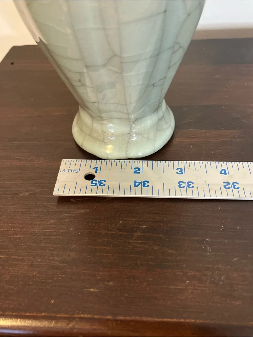 Vintage Chinese Ge ware celadon crackle vase gray blue glaze 8.5